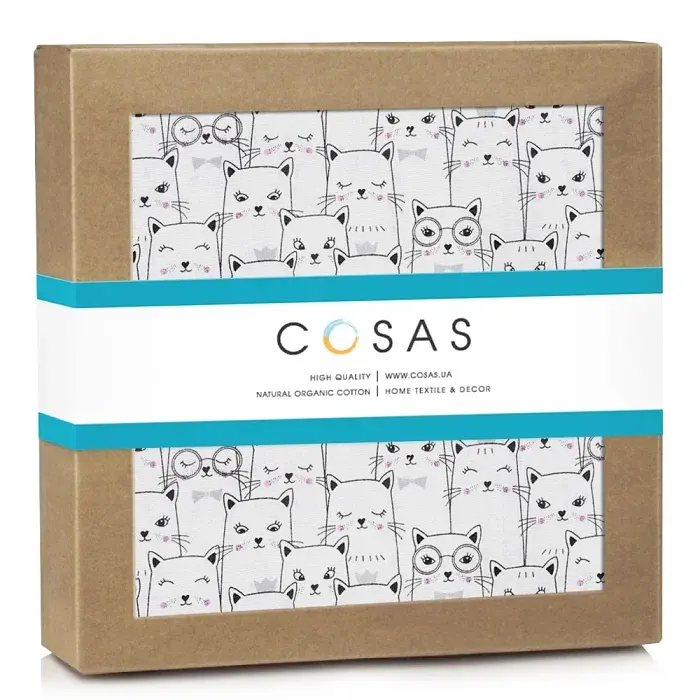 Багаторазова непромокаюча пелюшка Cosas Cats White 100х140 см біло-чорна (Diaper_CatsWhite_100x140) - фото 2