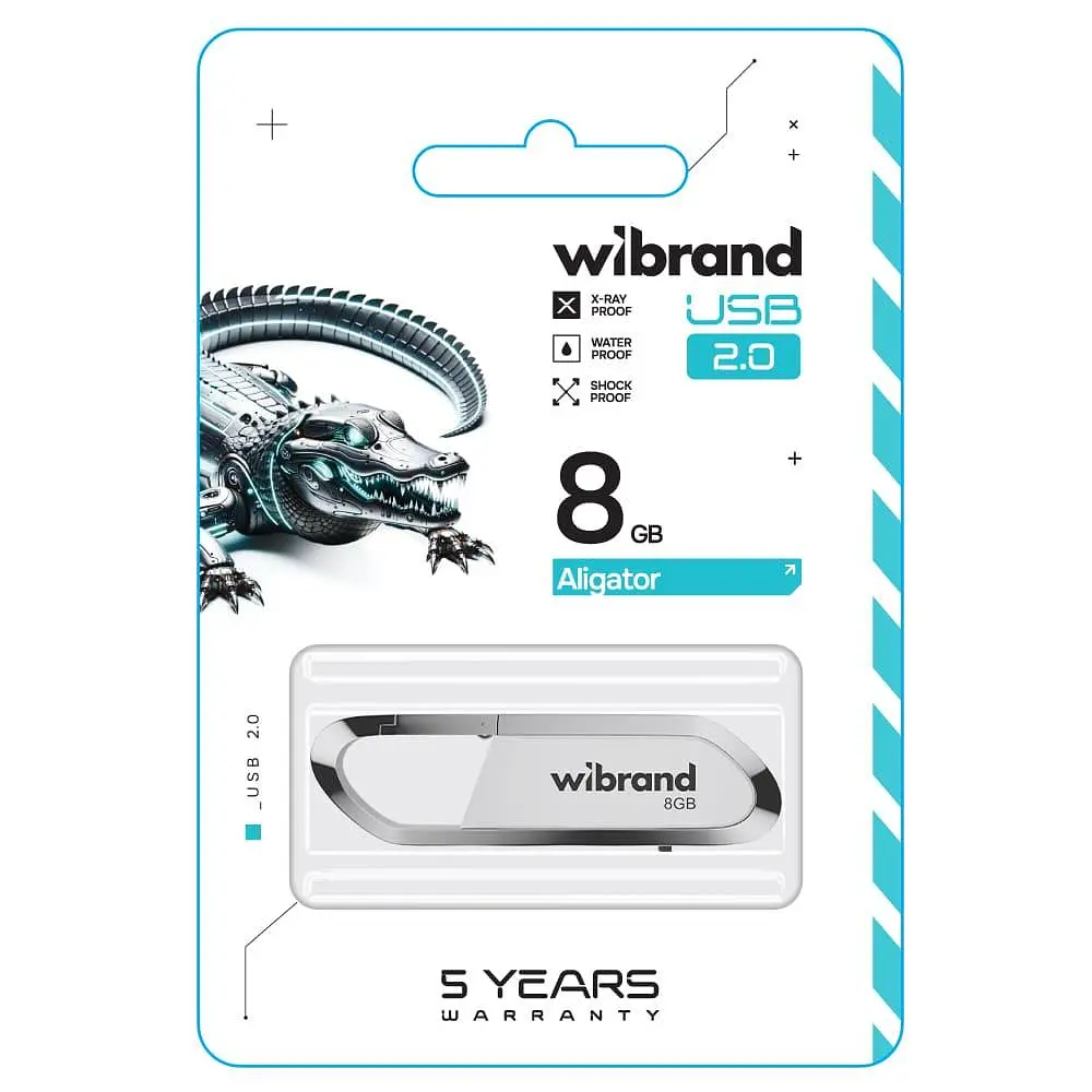 Флеш-накопичувач Wibrand USB 2.0 Aligator 8Gb білий - фото 2