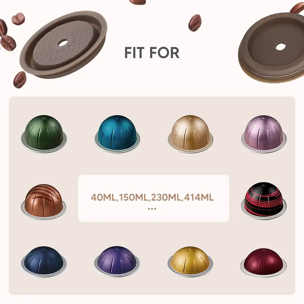 Многоразовая силиконовая крышка (2 шт.) для оригинальной капсулы Nespreso Vertuo Next, Nespresso Vertuoline - фото 6