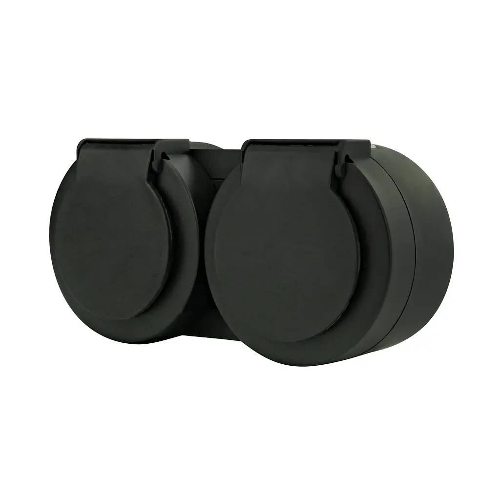 Розетка подвійна Ovivo Electric xOne з заземленням та кришкою антрацит - фото 5