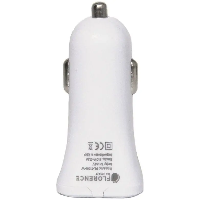 Автомобильное зарядное устройство Florence Smart 2USB 3.1A White - фото 2
