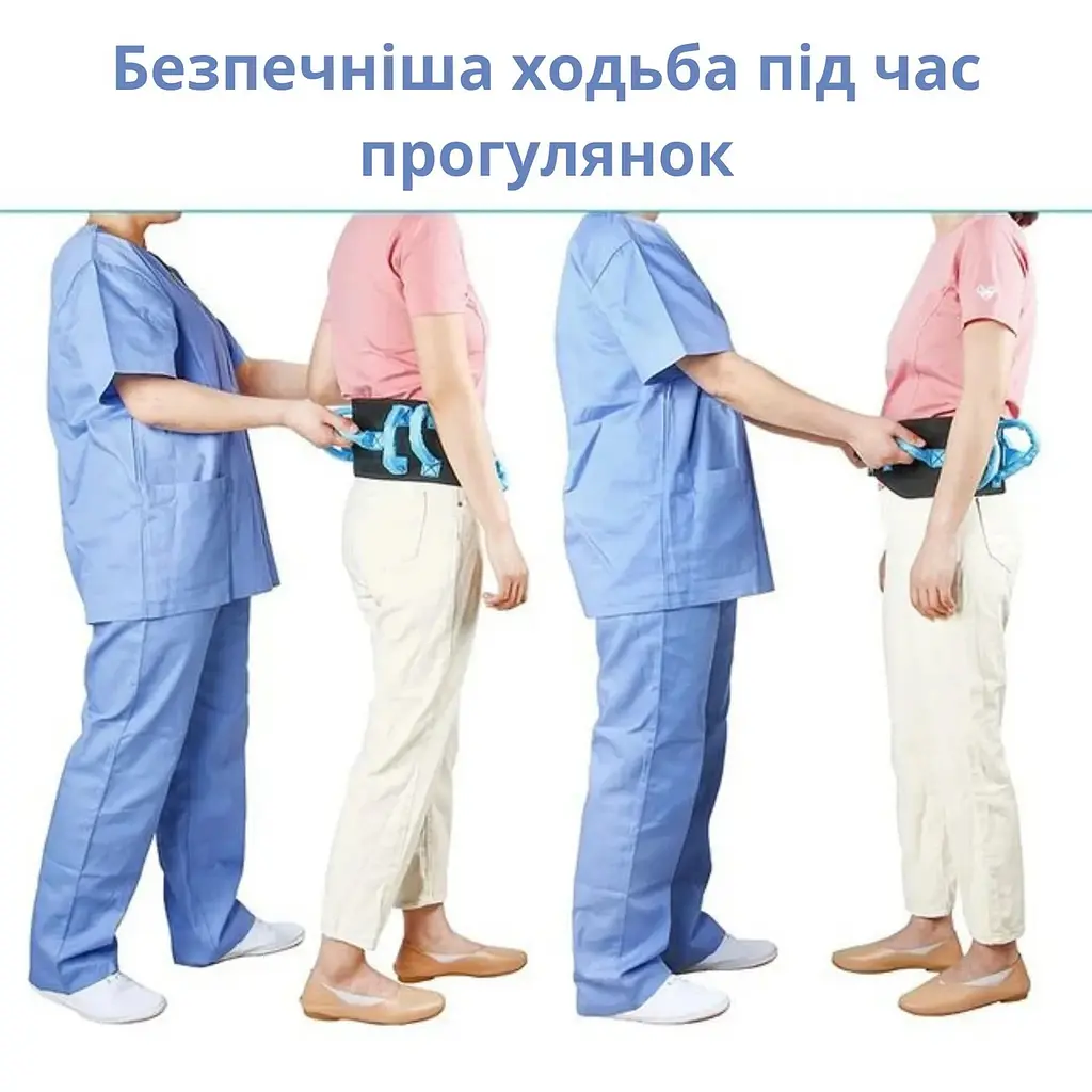 Пояс Supretto для переноса и поддержки пациентов с ручками, регулируемый, черный - фото 6