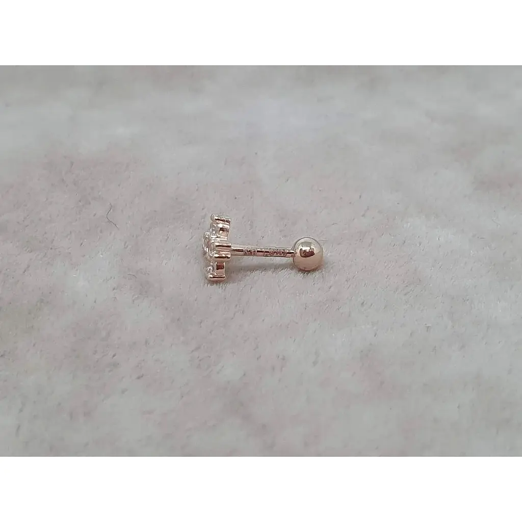 Золотая серьга для пирсинга хеликса Ирий Крестик с фианитами. З40102ШТ - фото 2