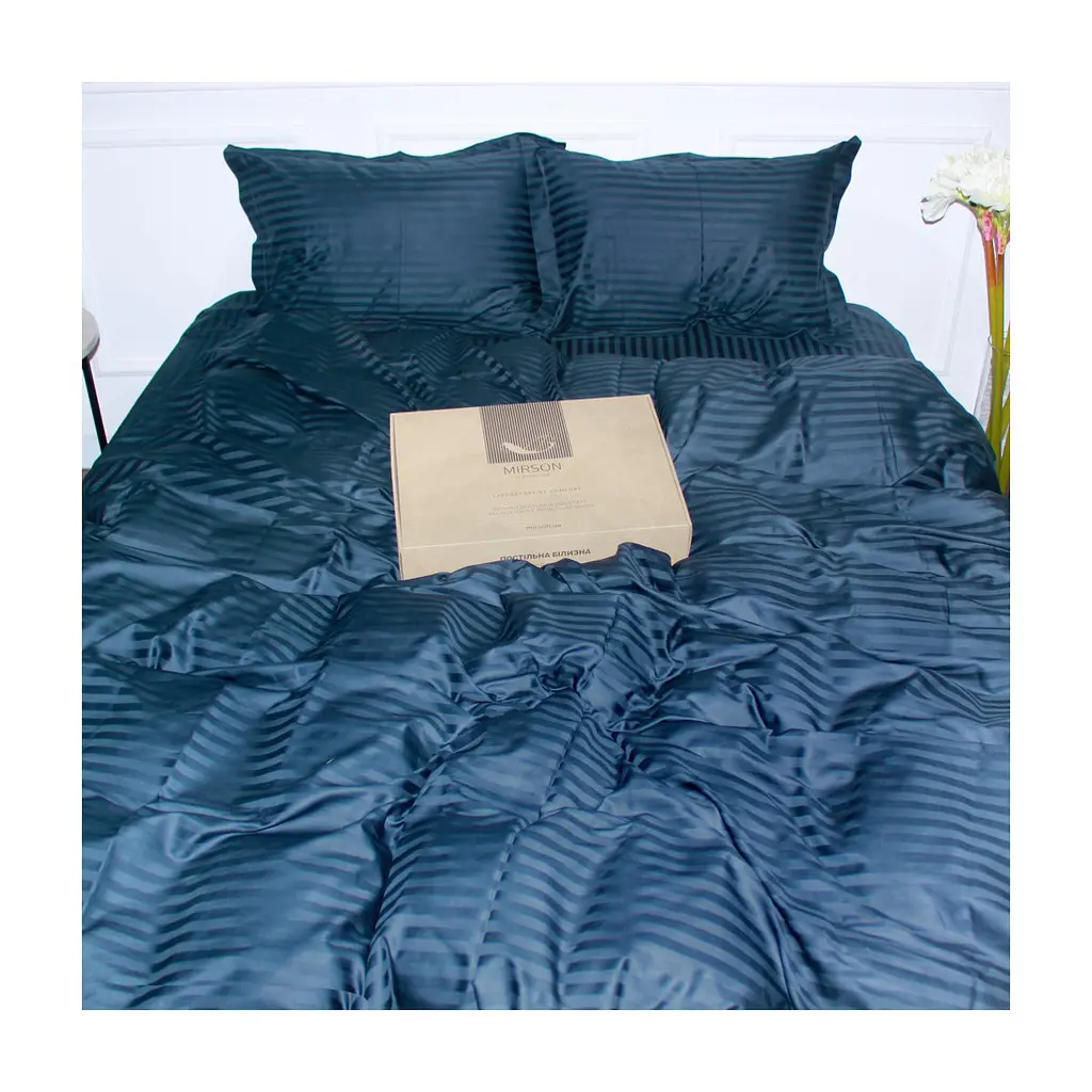 Постільна білизна MirSon Satin 30-0021DarkBlue 160х220 Сімейний (2200005255803) - фото 3