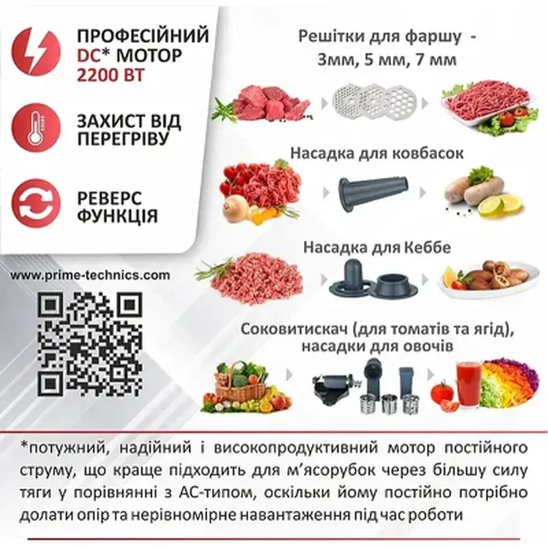 М'ясорубка PRIME Technics PG 2243 WGD - фото 9