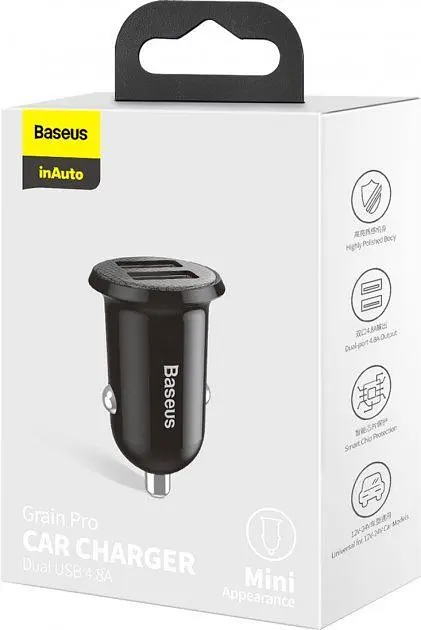 Автомобільний зарядний пристрій Baseus Grain Pro 4.8A 2USB (CCALLP-01) Black [67979] - фото 9