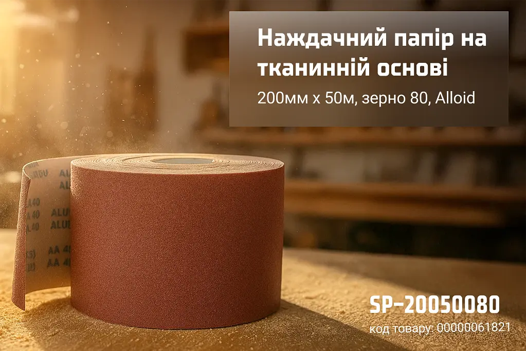 Наждачная бумага Alloid Building Tools на тканевой основе 200 мм х 50м зерно 80 (SP-20050080) - фото 4