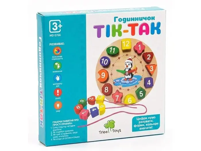 Дерев'яний сортер шнурівка Годинник, Limo Toy - фото 2