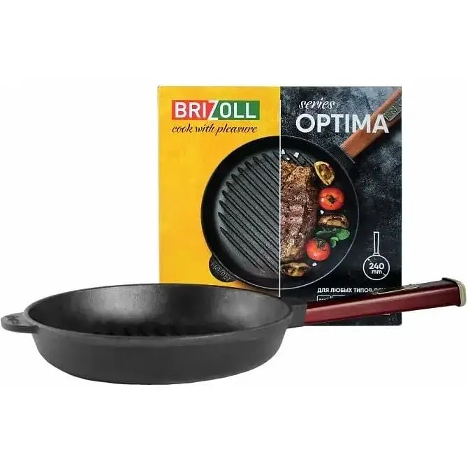 Сковорода-гриль Brizoll Optima-Bordo з ручкою 24х4 см (O2440G-P2) - фото 2