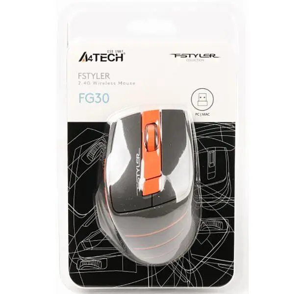 Мышь A4Tech Fstyler FG30 Wireless Orange - фото 5