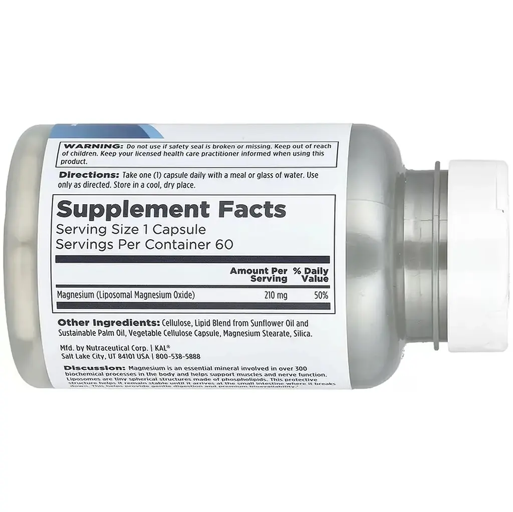 Дієтична добавка KAL Liposomal Magnesium 210 мг 60 вегетаріанських капсул - фото 2