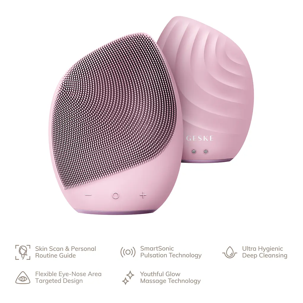 Електронна звукова щітка для обличчя GESKE Sonic Facial Brush 5 в 1 рожева - фото 3