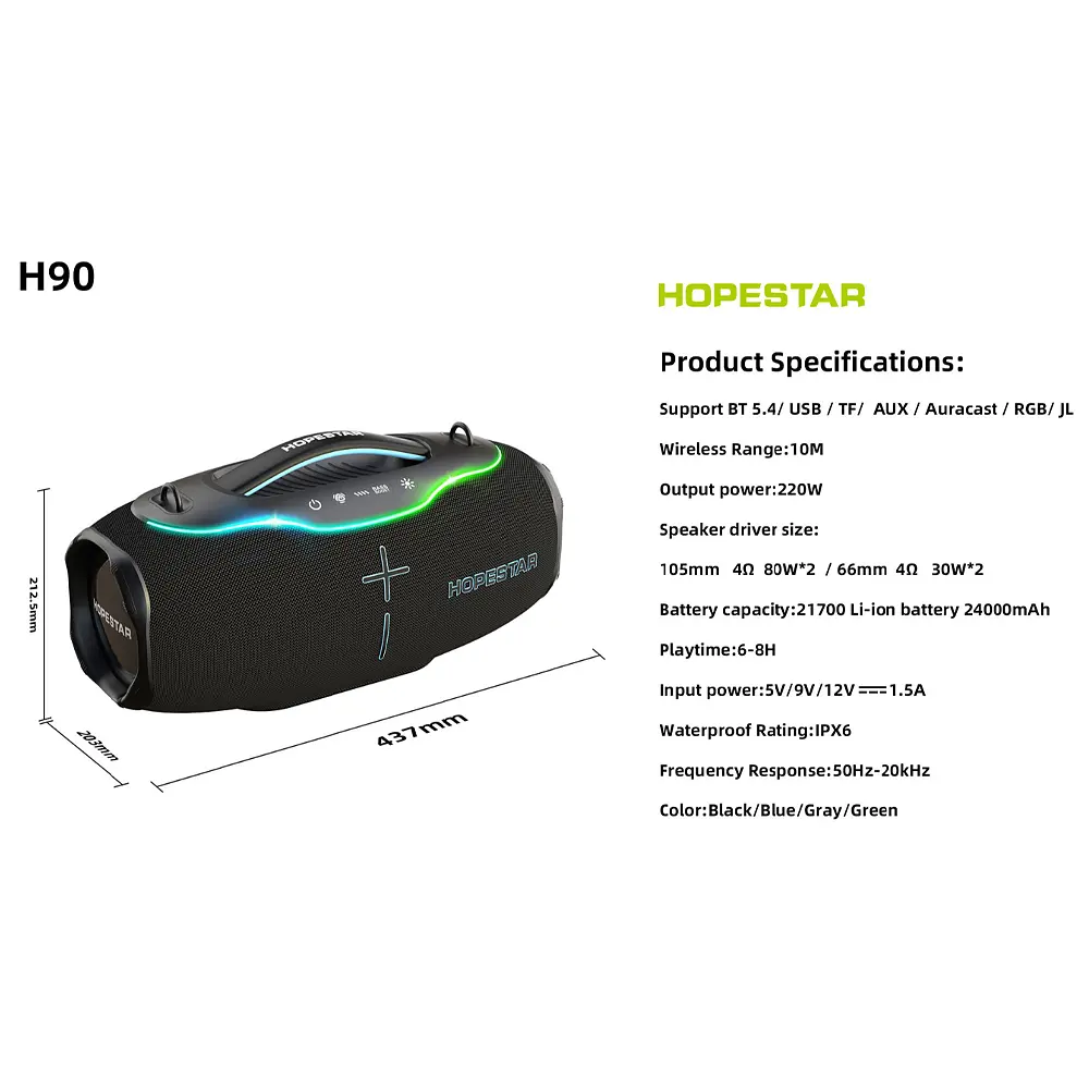 Портативна Bluetooth-колонка Hopestar H90 Black - фото 3
