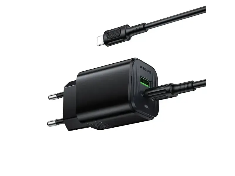 Мережевий зарядний пристрій Borofone BAS83A Star 20 W + Type-C to Lightning cable Black (6941991126789) - фото 2