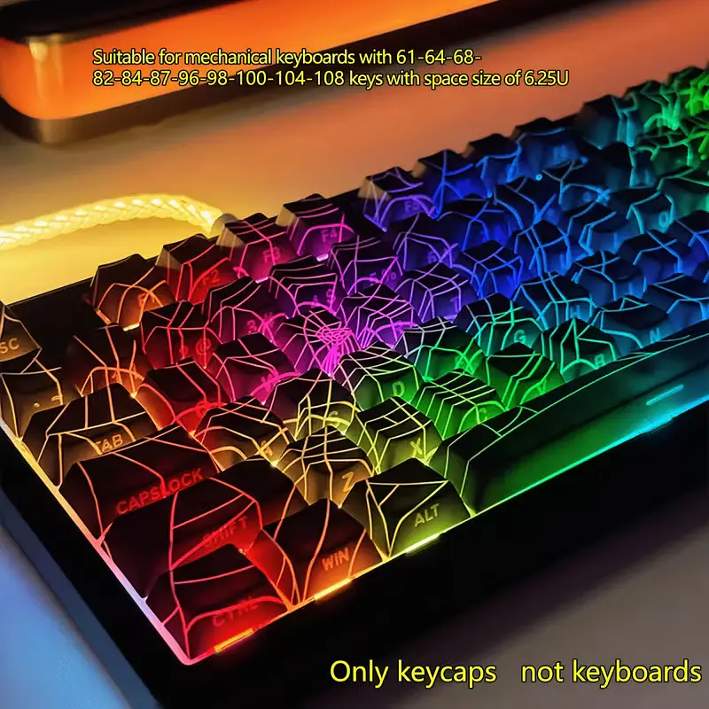 Набір кейкапів Spider Web PBT Cherry Profile 130 клавіш, Чорний - фото 4