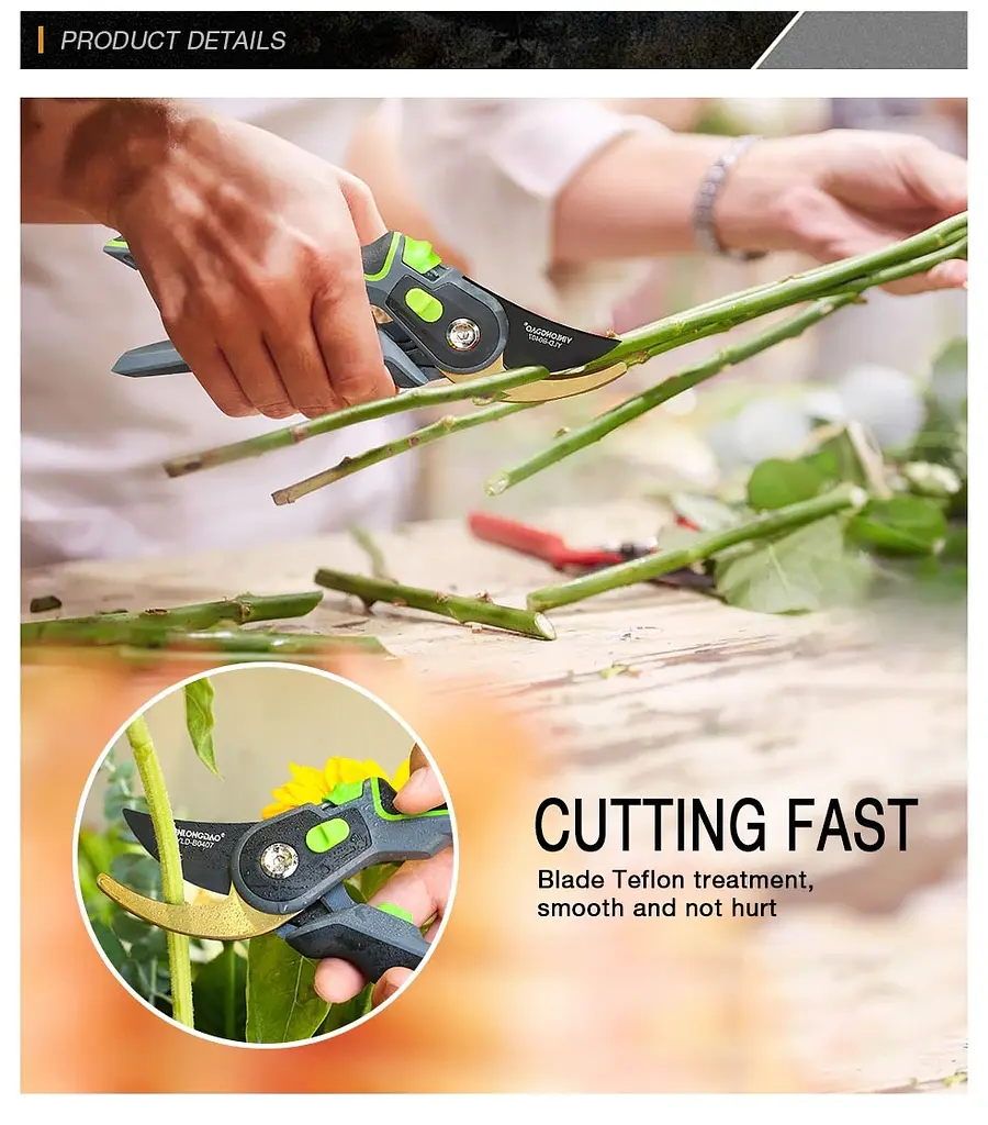 Профессиональный садовый секатор JRF для обрезки деревьев, роз и разных растений - фото 7