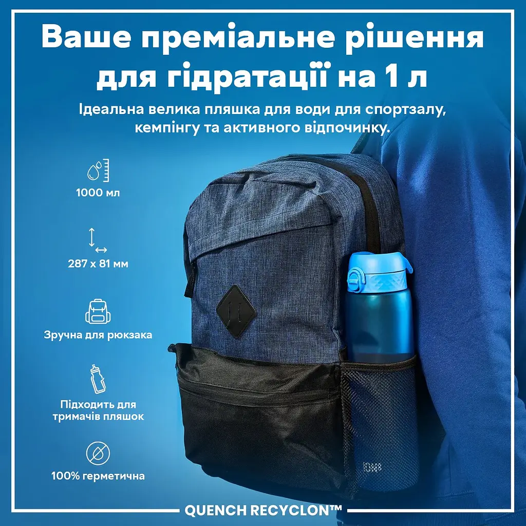 Спортивна пляшка Ion8 Quench Recyclon BPA Free, 1 л - синій - фото 2