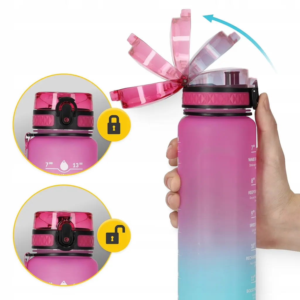 Пляшка для води спортивна 4FIZJO 1000 мл 4FJ0630 Pink/Sky Blue (P-5905973400770) - фото 2