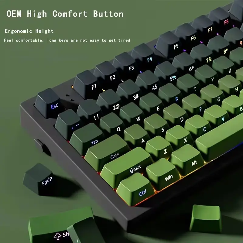Набір кейкапів PBT Green Gradient (130+) / OEM-профіль, Зелений - фото 4