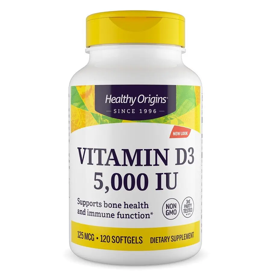 Вітамін D3 з MCT олією Healthy Origins Vitamin D3 5000 IU with MCT Oil, 120 капсул
