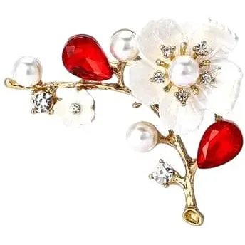 Брошь Цветок сливы красный - фото 1