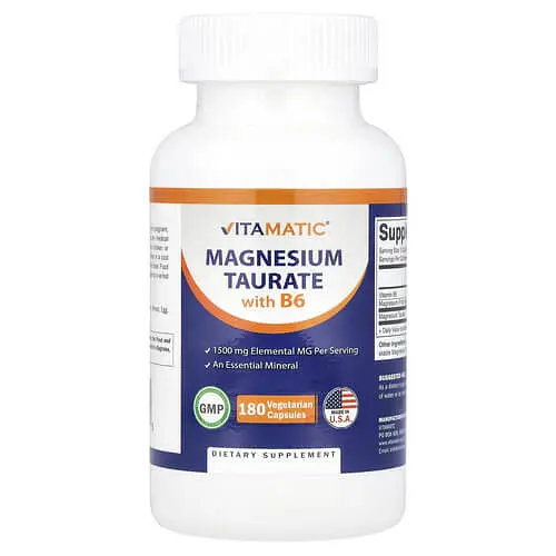 Магній Magnesium Taurate with B6 180 Capsules Vitamatic vit0005478