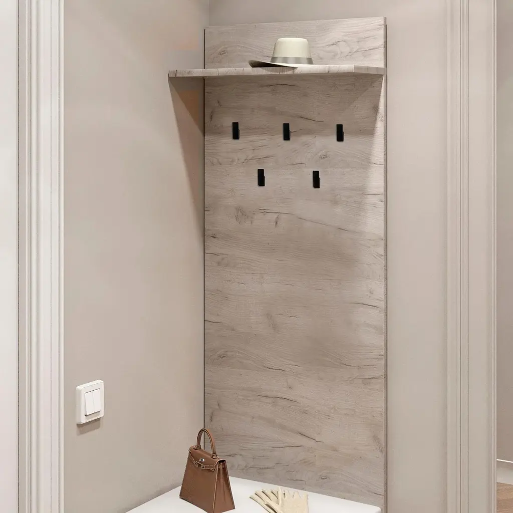 Вешалка на стену Эверест Соната 600, 60х130 см дуб крафт белый (EVR-2727) - фото 2