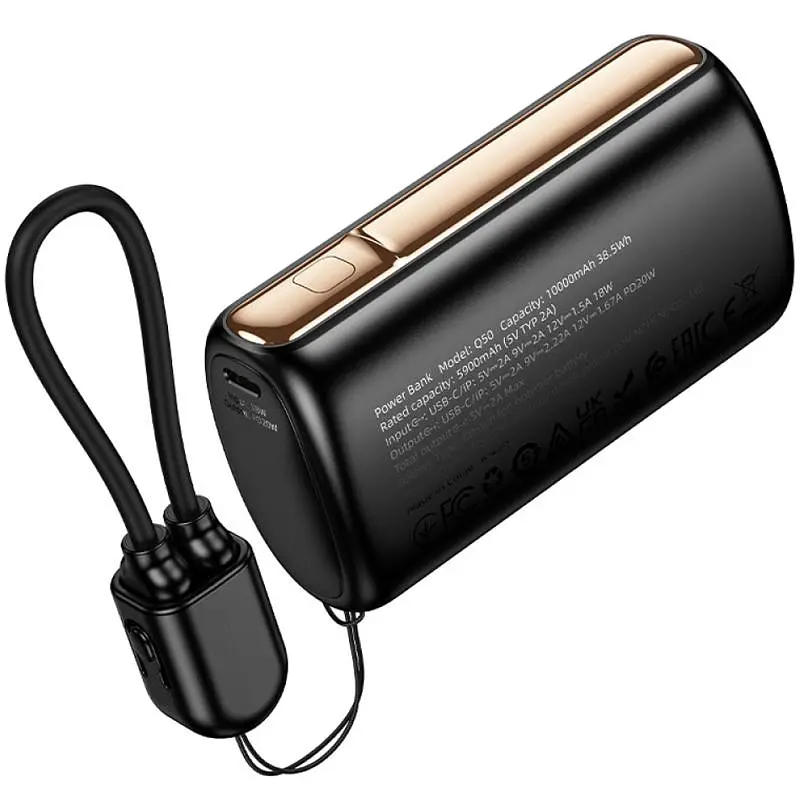 Портативное ЗУ Power Bank Hoco Q50 Victory PD20W with cable 10000 mAh Black - фото 6