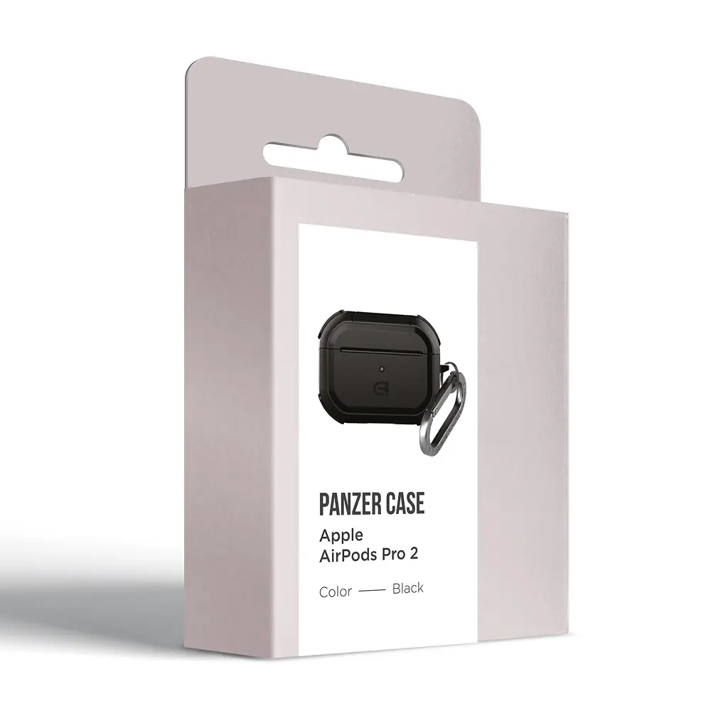 Чохол для навушників Apple AirPods Pro 2 2022, чорний, Panzer, протиударний захисний кейс з TPU та полікарбонату, посилені стінки, захист від подряпин, пилу та ударів, легкий та компактний, з карабіном для кріплення, ArmorStandart (ARM82750) - фото 2