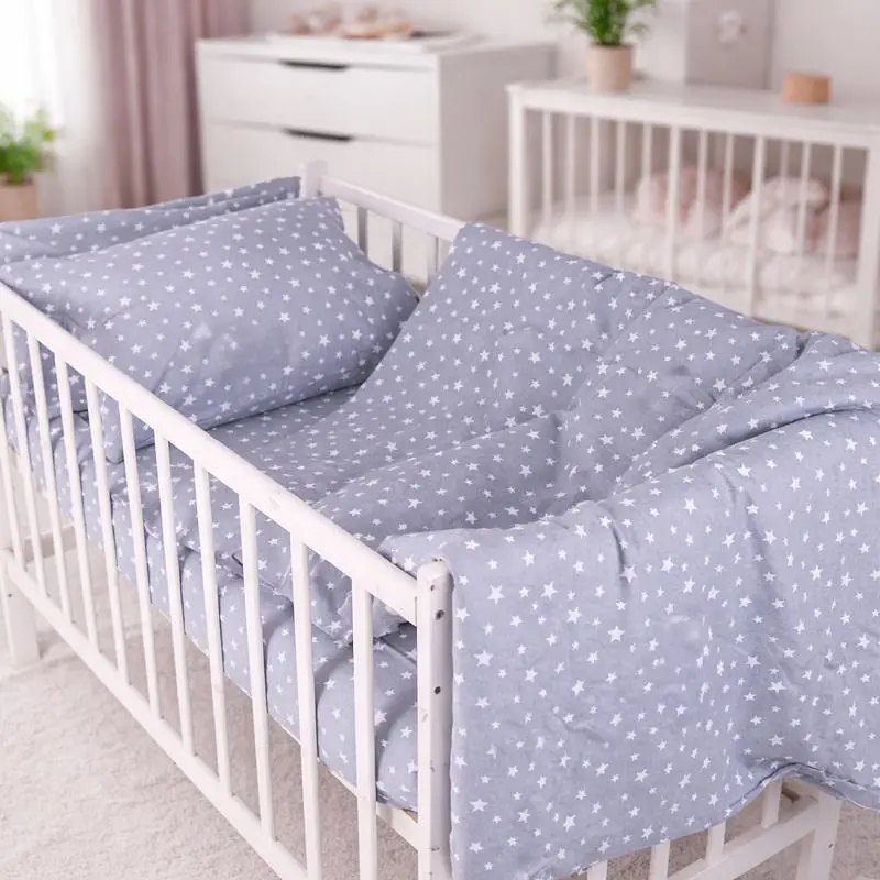 Дитяча постільна білизна MIRSON BABY фланель Grey Stars 110х160см (2200012800850) - фото 3