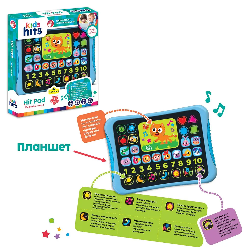 Інтерактивний навчальний планшет Kids hits Hit Pad для розвитку рахунку та мови (KH01/002)