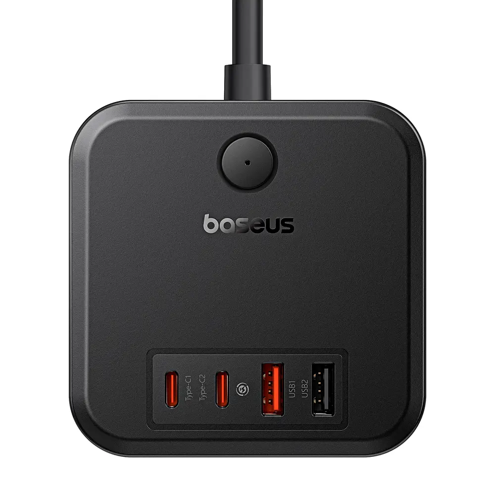 Мережевий зарядний пристрій Baseus PowerCombo Cube Power Strip 3AC+2U+2C 30W 1.5m EU Cluster Black (E00066400117-00) - фото 4
