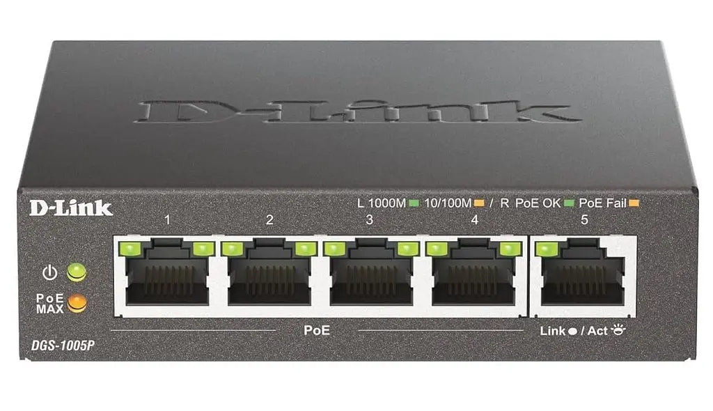 Комутатор D-Link DGS-1005P 5-Port Gigabit Desktop PoE+ (DGS-1005P/E) - фото 2