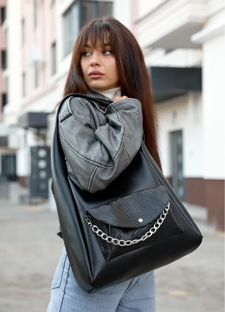 Сумка жіноча Sambag HOBO BLISS Чорна 34 х 31 х 12 см (53453070) - фото 3