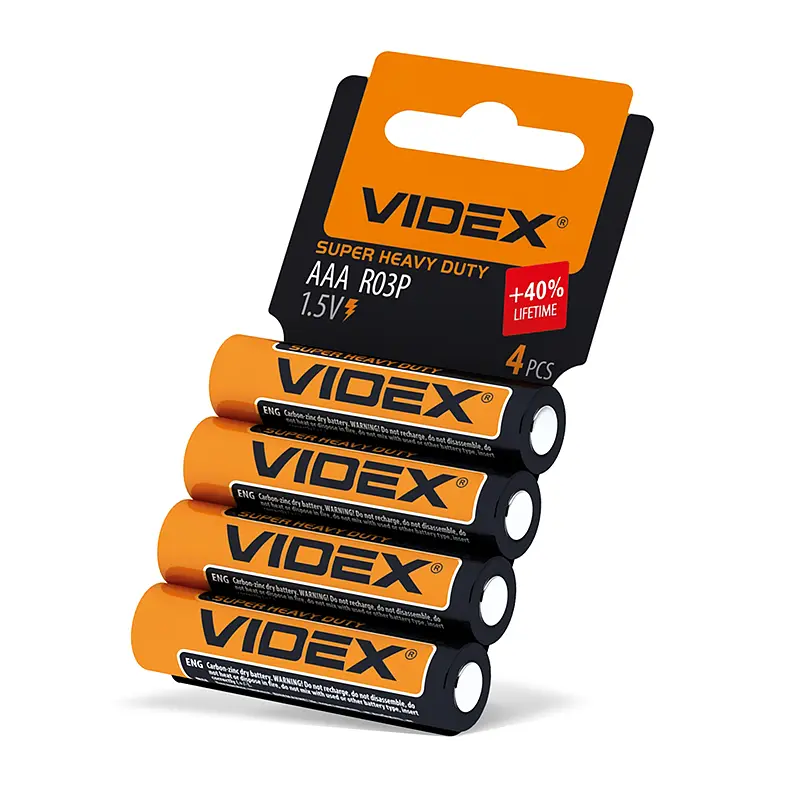 Батарейка сольова Videx R03P/AAA 4шт SHRINK CARD VIDEX (21160-000) - фото 3