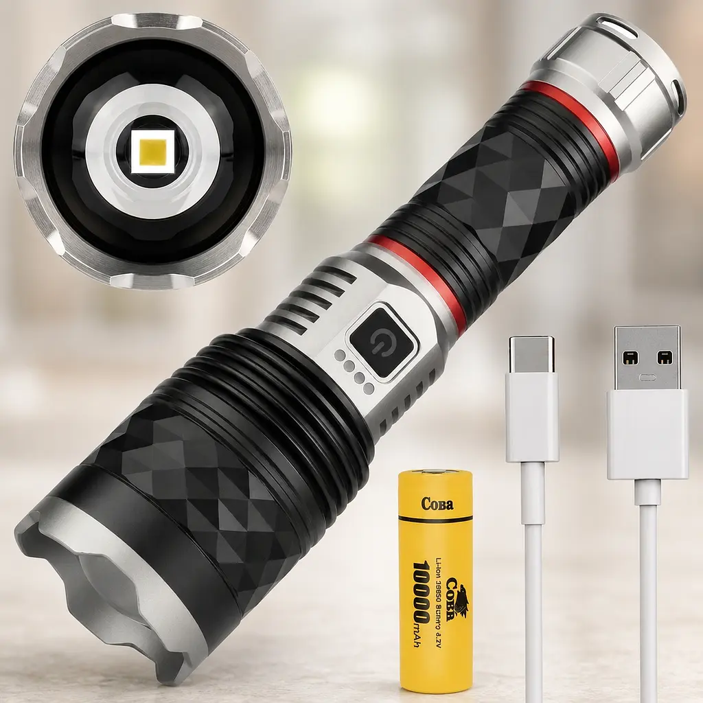 Ручний акумуляторний LED ліхтар Digital Bailong COBA CB-G685 з зумом і Type-C зарядкою