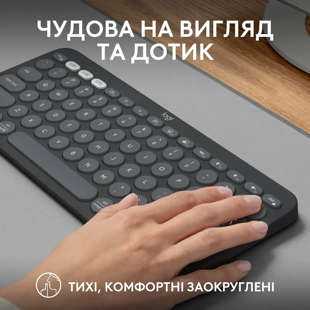 Клавіатура Logitech K380s Pebble Keys 2 Tonal Graphite (6915629) - фото 8