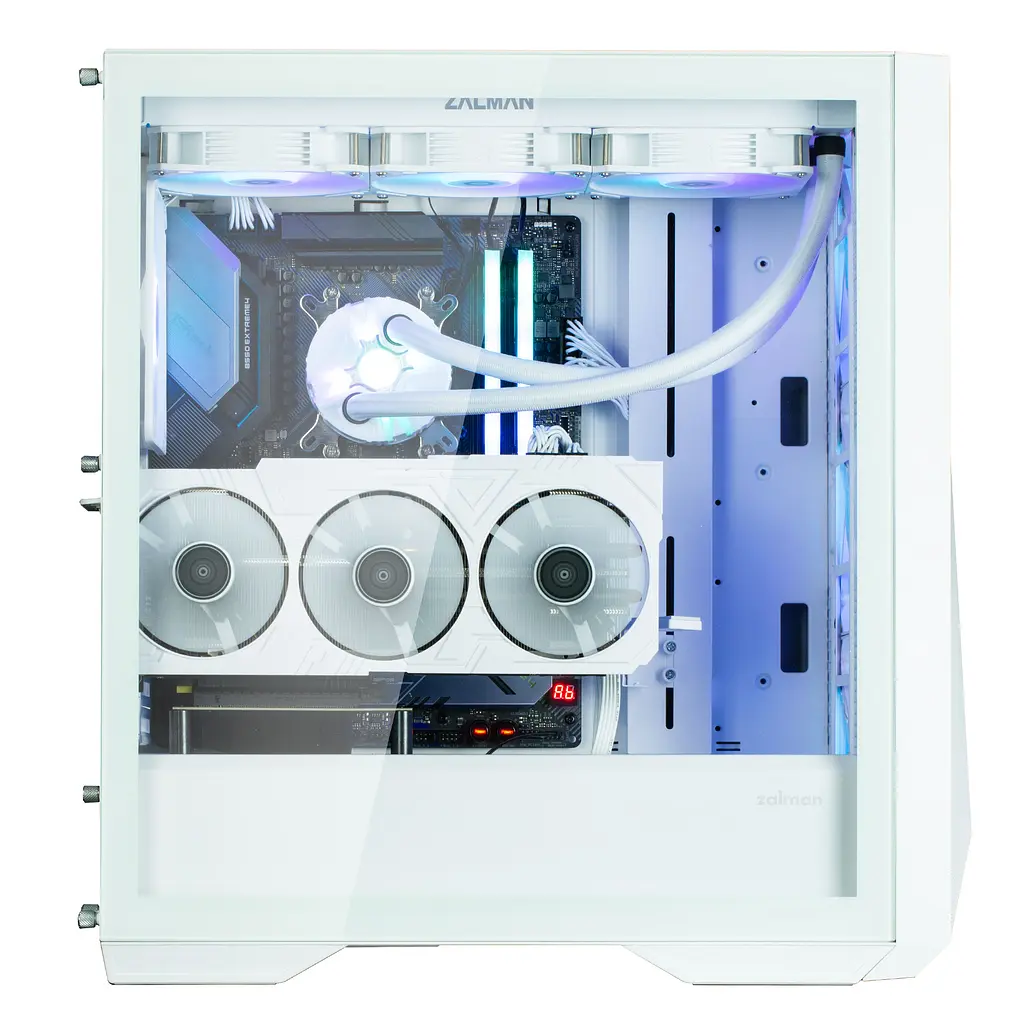 Zalman Корпус Z9 Iceberg MS без БЖ 2xUSB3.0, 2xUSB2.0 1xUSB 3.1 Gen2 Type-C 4x140мм ARGB VGA 390мм LCS ready TG Side Panel EATX білий - фото 10