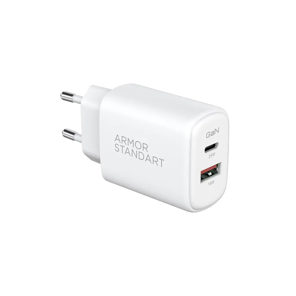 Мережевий зарядний пристрій ArmorStandart Poweraze 25W GaN Type-C + USB-A White (ARM87067) - фото 4