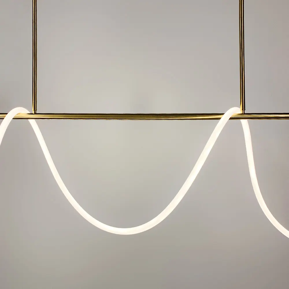 Латунная удлиненная люстра ELISION с гибкой LED лентой 150 см Ст. JU 22L-1500 AB | Line F - фото 5
