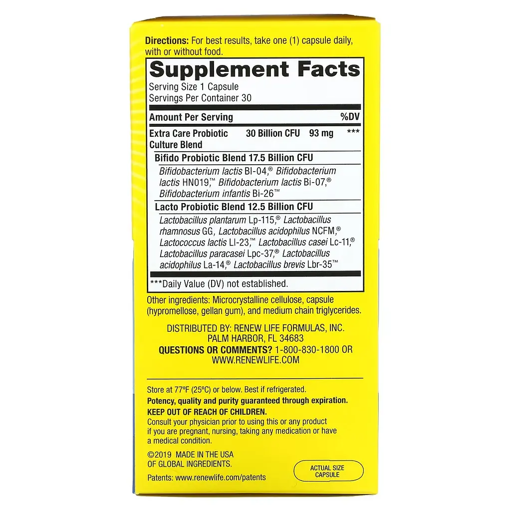 Пробиотик Renew Life Ultimate Flora Extra Care Probiotic 30 млрд 30 вегетарианских капсул - фото 2