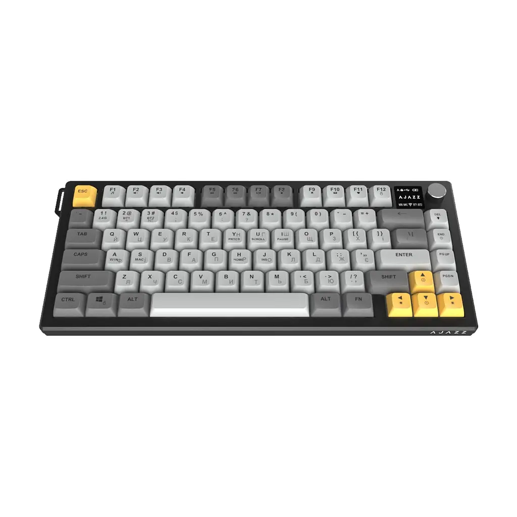 Клавіатура Ajazz AF82 Wireless/Bluetooth/USB UA Black/Gray/Yellow (AF82-BGY) - фото 4