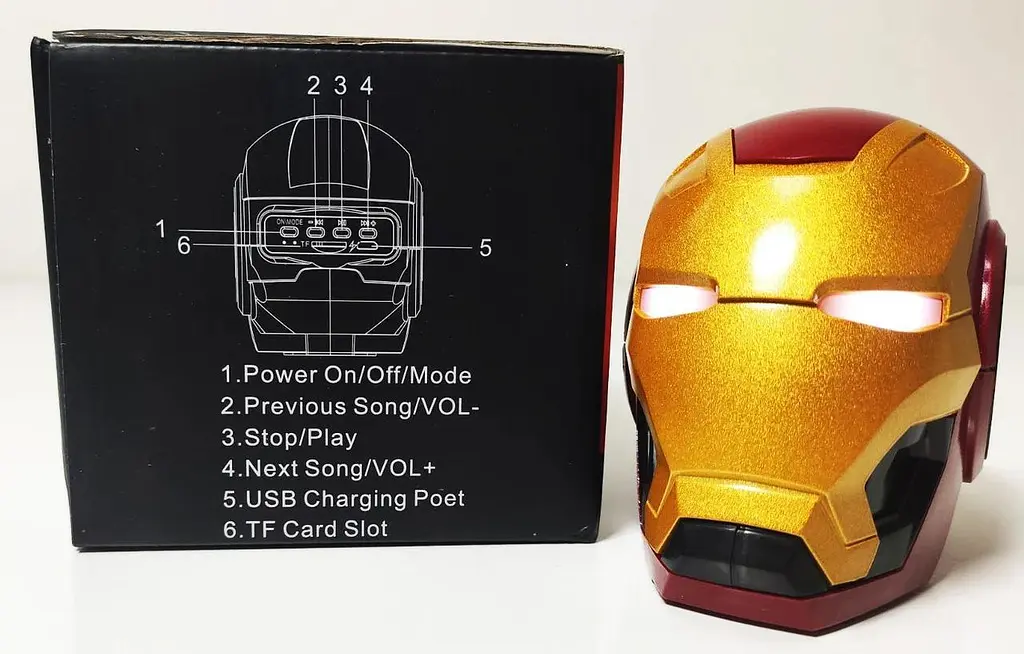 Портативна бездротова Bluetooth колонка OPT-TOP Iron Man micro-USB SD/microSD/TF Card - фото 8