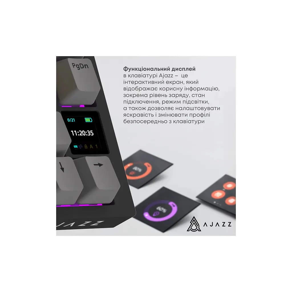 Клавіатура Ajazz AK820 Pro Flying Fish Switch Purple RGB USB/Wireless/Bluetooth UA Purple (AK820PRO-FF-PWB) - фото 10