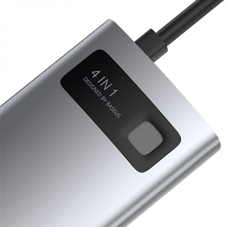 Usb Hub Baseus Metal Gleam Series 4-in-1 Multifunctional Type-C Серый (CAHub-CY0G) - фото 6