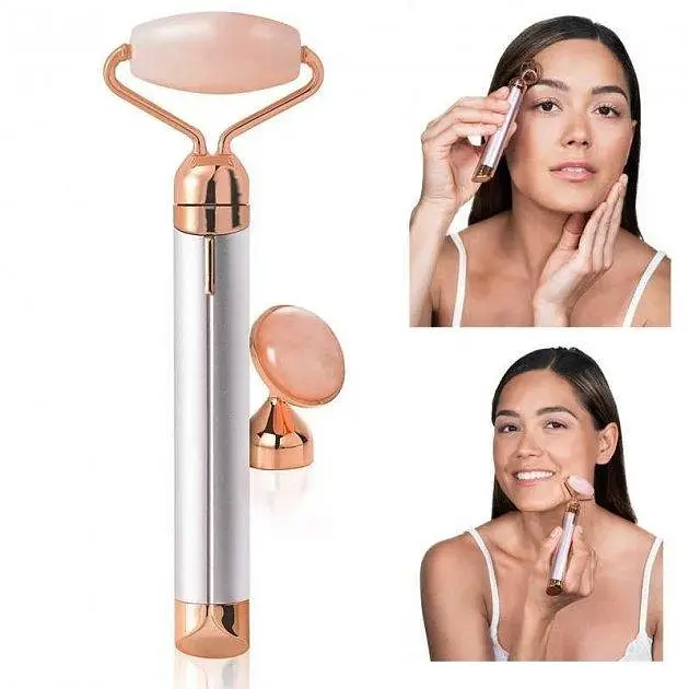Електричний ролик - масажер для обличчя Flawless Contour · Кварцовий вібромасажер для обличчя з насадками - фото 2