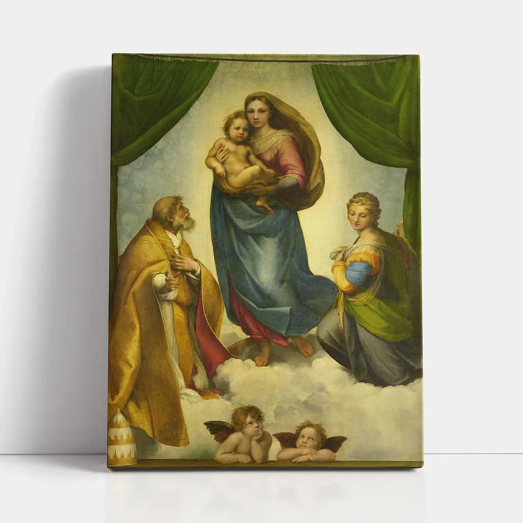 Інтер'єрна картина Сікстинська Мадонна, Рафаель, Raphael, Sistine Madonna, релігійний декор, 80×60 см (id6652) - фото 3
