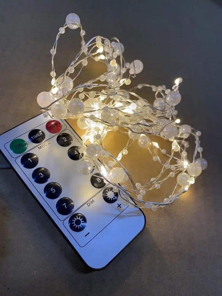 Гирлянда декоративная капля жемчужно-белая 20 led с пультом дистанционного управления. - фото 2