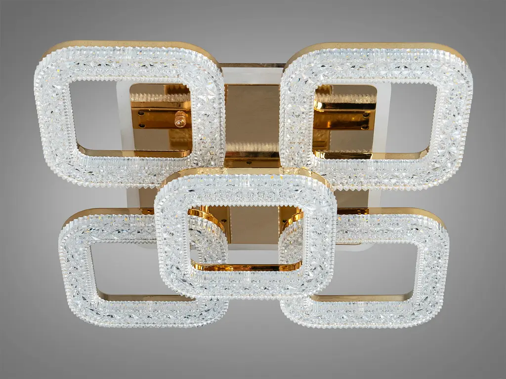 Люстра стельова LED Diasha S2205/4+1G, 65W, 3200K-6000K, золото, сучасний стиль, пульт, димер - фото 3