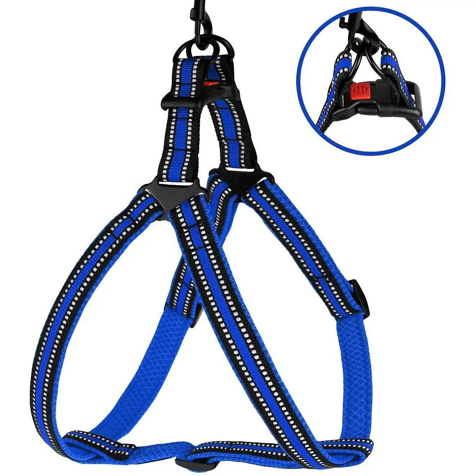 Шлея для собак Bronzedog Mesh Стандарт, розмір L, 58-71х2,5 см, синя - фото 2